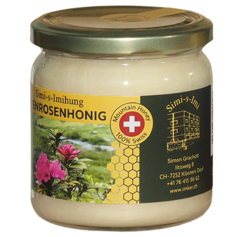 Alpenrosenhonig 500g von Simi-s-Imihung – Schweizer Mountain Honey aus Klosters, hell und regional von imker.ch