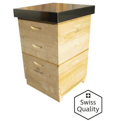 Dadant Blatt 12er Bienenbeute aus Holz mit mehreren Zargen und silbernel Aluminiumdeckel