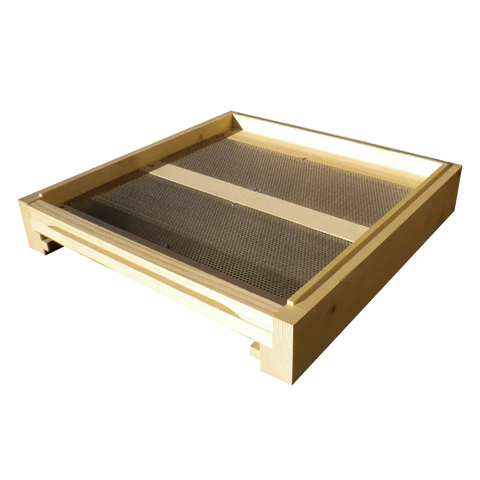 Holzboden für Dadant Blatt 12er Bienenbeuten mit integriertem Maschengitter aus Aluminium ist ein silbrig-weißes Leichtmetall