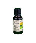 Rückseite einer Bio Propolis Lösung mit Alkohol, Inhaltsstoffe und Produktinformationen auf Etikett einer Braunglas Tropfflasche