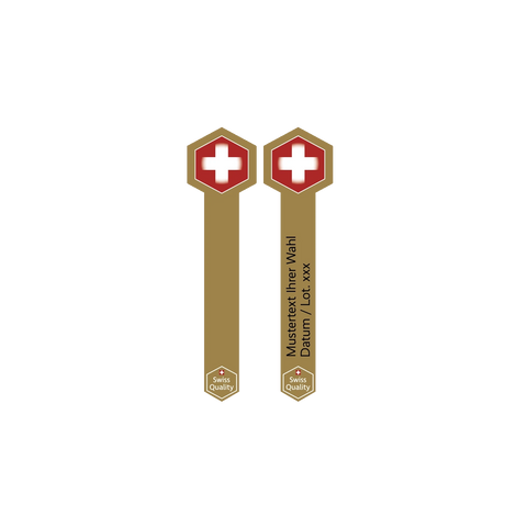 Swiss Quality Honigsiegel Aufkleber in Gold Metallic mit Schweizer Kreuz personalisierbar
